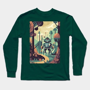 Vibrant Abstract Robot Art - Unique Sci-fi Design Long Sleeve T-Shirt